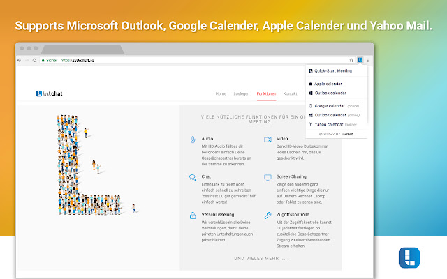 linkchat Screen Sharing  Calendar Add on  from Chrome web store to be run with OffiDocs Chromium online