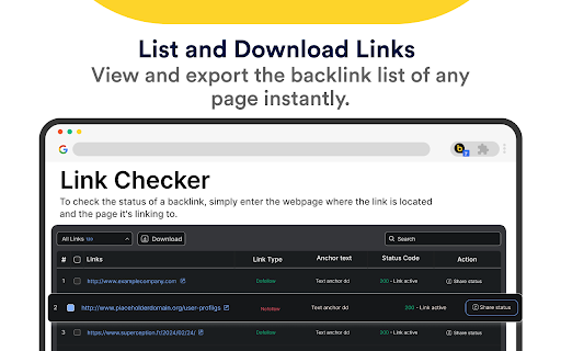 Link Checker By BacklinkMonitor  from Chrome web store to be run with OffiDocs Chromium online