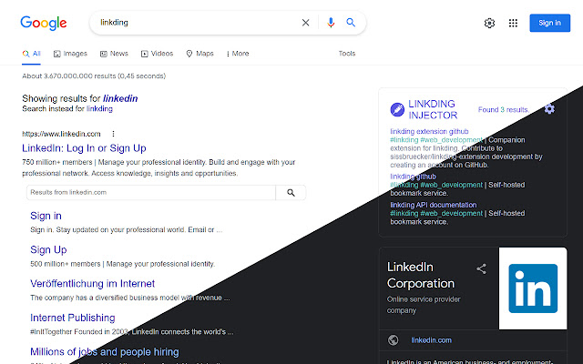 linkding injector  from Chrome web store to be run with OffiDocs Chromium online