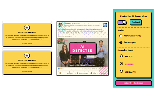 LinkedIn AI Detector  from Chrome web store to be run with OffiDocs Chromium online