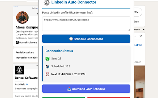 LinkedIn Auto Connector  from Chrome web store to be run with OffiDocs Chromium online