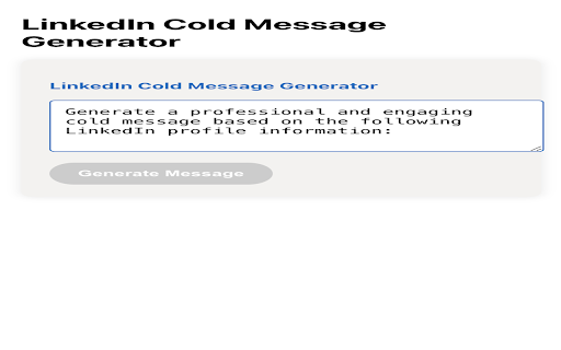 LinkedIn Cold Message Generator  from Chrome web store to be run with OffiDocs Chromium online