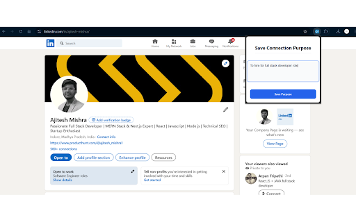 LinkedIn Connection Recollection  from Chrome web store to be run with OffiDocs Chromium online