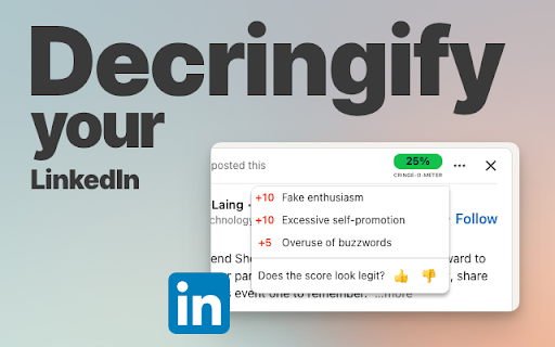 LinkedIn Cringe o meter  from Chrome web store to be run with OffiDocs Chromium online