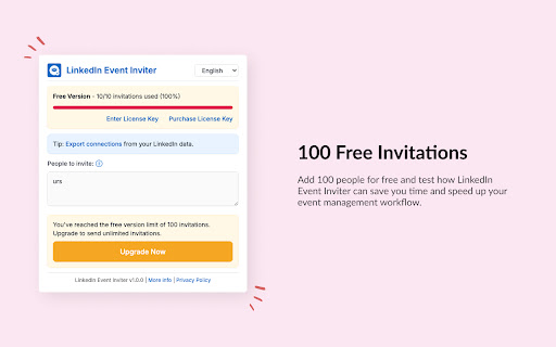 LinkedIn Event Inviter by SimpleLi  from Chrome web store to be run with OffiDocs Chromium online