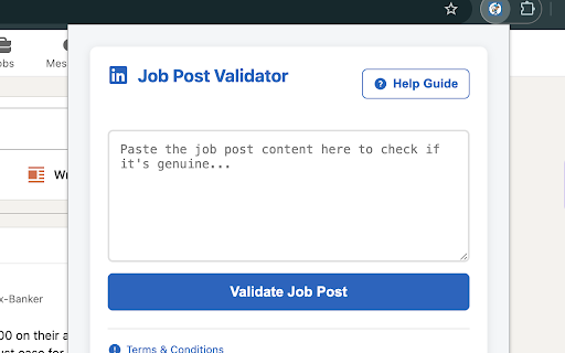 LinkedIn Fake Job Post Detector  from Chrome web store to be run with OffiDocs Chromium online