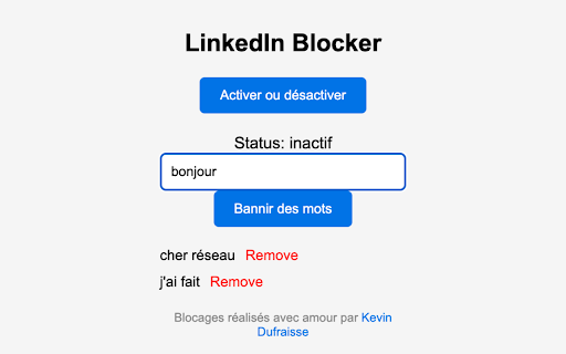 LinkedIn Feed Blocklist  from Chrome web store to be run with OffiDocs Chromium online