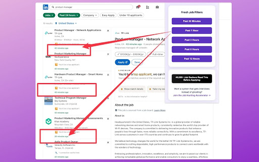 LinkedIn Fresh Job Filter  from Chrome web store to be run with OffiDocs Chromium online