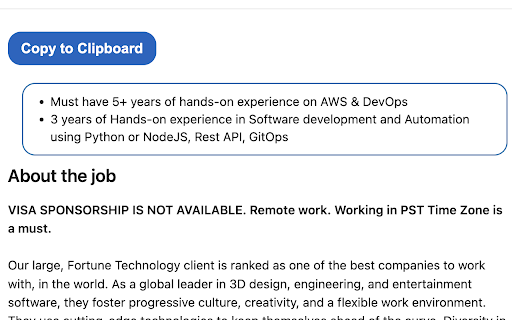 LinkedIn Job Description Helper  from Chrome web store to be run with OffiDocs Chromium online