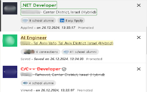 LinkedIn Job Highlighter  from Chrome web store to be run with OffiDocs Chromium online