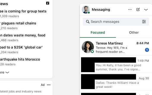 LinkedIn Message Preview  from Chrome web store to be run with OffiDocs Chromium online