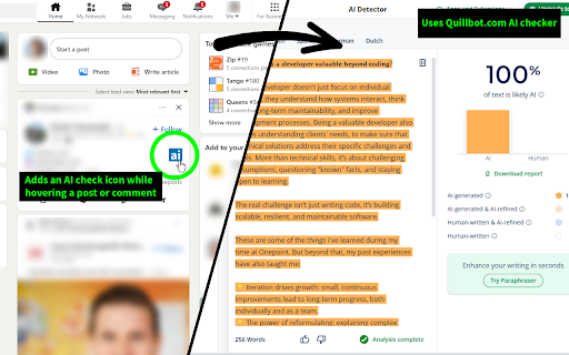 Linkedin Post AI Detector  from Chrome web store to be run with OffiDocs Chromium online