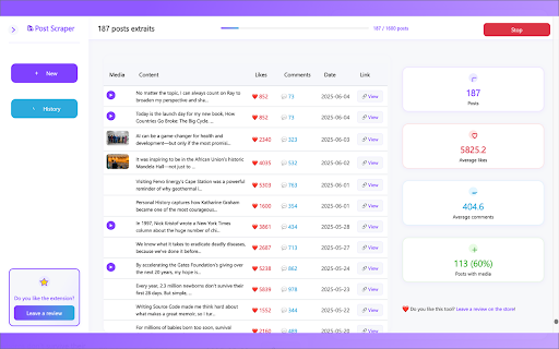 LinkedIn Post Scraper  from Chrome web store to be run with OffiDocs Chromium online