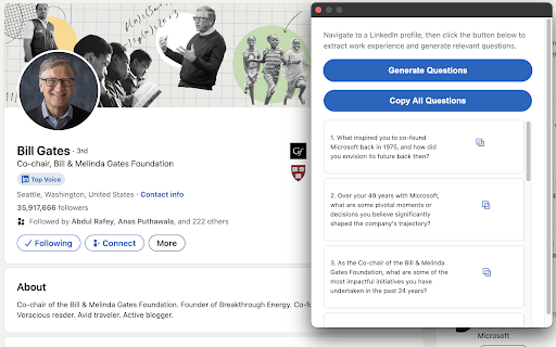 LinkedIn Questions Generator  from Chrome web store to be run with OffiDocs Chromium online