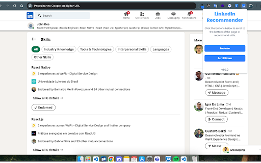 LinkedIn Recommender  from Chrome web store to be run with OffiDocs Chromium online