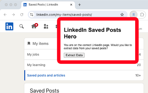 LinkedIn Saved Posts Hero  from Chrome web store to be run with OffiDocs Chromium online