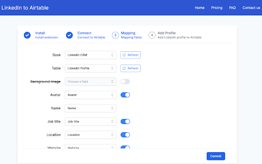 LinkedIn to Airtable  from Chrome web store to be run with OffiDocs Chromium online