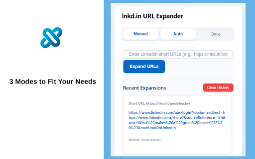 LinkedIn URL Expander  from Chrome web store to be run with OffiDocs Chromium online