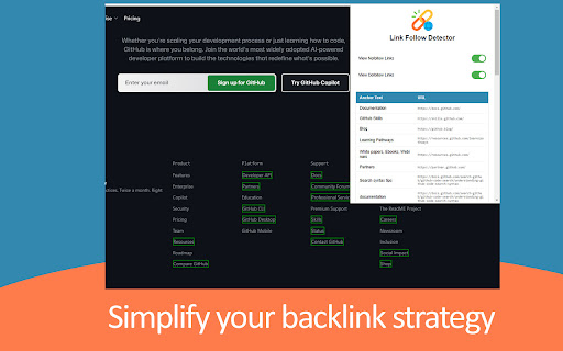 Link Follow Detector  from Chrome web store to be run with OffiDocs Chromium online