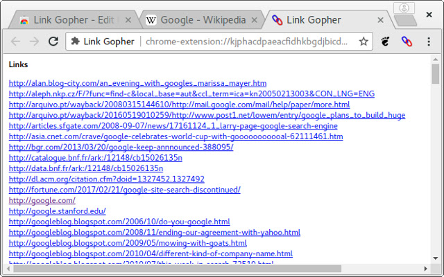 Link Gopher  from Chrome web store to be run with OffiDocs Chromium online