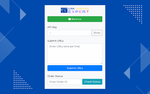 Link Indexing Tool by LinkIndexingExpert  from Chrome web store to be run with OffiDocs Chromium online