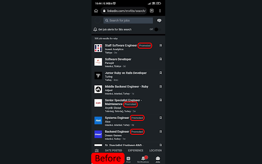 LinkJobs Promoted Hider Extension  from Chrome web store to be run with OffiDocs Chromium online