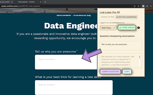 Link Letter Pro  from Chrome web store to be run with OffiDocs Chromium online