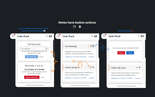 LinknTrack Notes for LinkedIn Profiles  from Chrome web store to be run with OffiDocs Chromium online