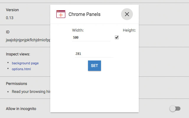 Link Panels  from Chrome web store to be run with OffiDocs Chromium online