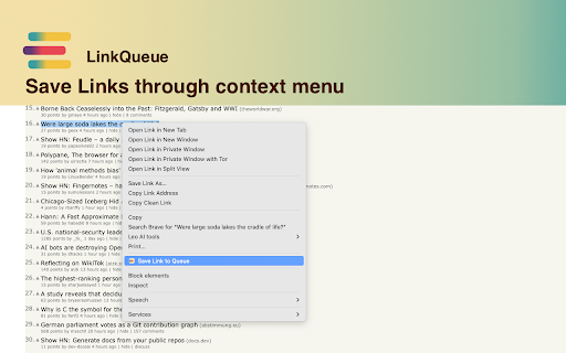 LinkQueue  from Chrome web store to be run with OffiDocs Chromium online