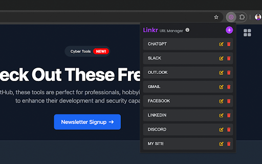 Linkr URL Manager  from Chrome web store to be run with OffiDocs Chromium online