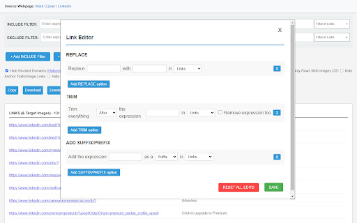 LinkScalper Advanced Link Grabber  from Chrome web store to be run with OffiDocs Chromium online