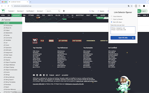 Link Selector Opener  from Chrome web store to be run with OffiDocs Chromium online