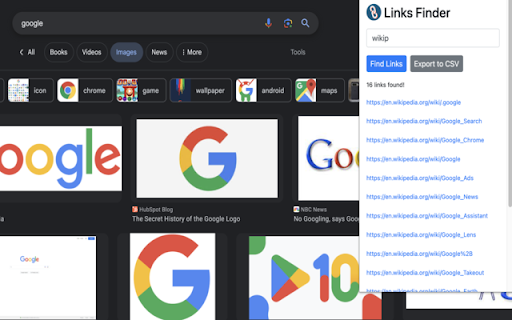 Links Finder  from Chrome web store to be run with OffiDocs Chromium online