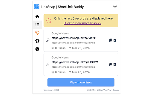 LinkSnap | ShortLink Buddy  from Chrome web store to be run with OffiDocs Chromium online