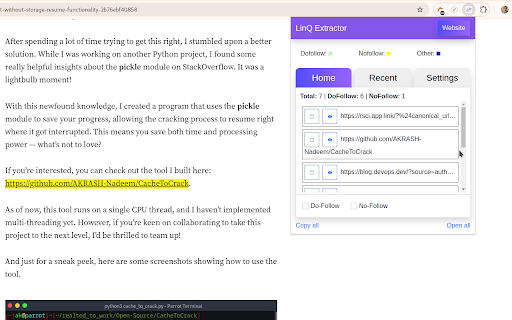 LinQ Extractor  from Chrome web store to be run with OffiDocs Chromium online