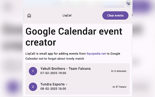 liquipedia calendar  from Chrome web store to be run with OffiDocs Chromium online