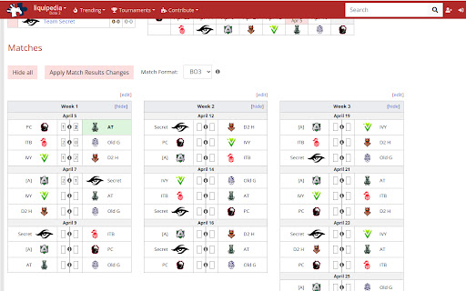 Liquipedia tournament simulator  from Chrome web store to be run with OffiDocs Chromium online