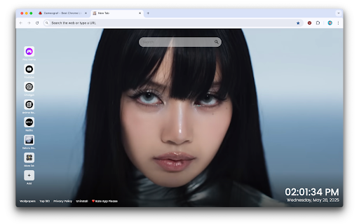 LISA ROCKSTAR Wallpapers New Tab Gameograf  from Chrome web store to be run with OffiDocs Chromium online