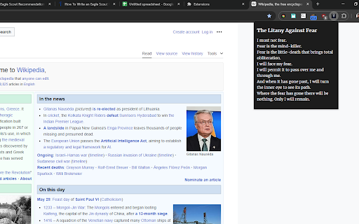 Litany Button  from Chrome web store to be run with OffiDocs Chromium online