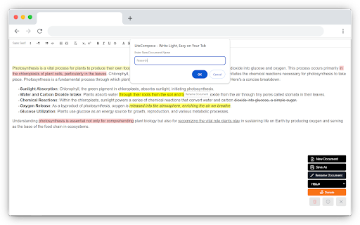 LiteCompose Write Light, Easy on Your Tab  from Chrome web store to be run with OffiDocs Chromium online
