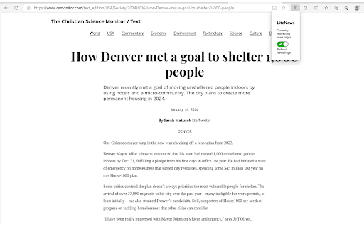 LiteNews  from Chrome web store to be run with OffiDocs Chromium online