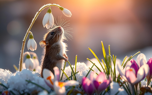 Little mouse and winter flowers  from Chrome web store to be run with OffiDocs Chromium online