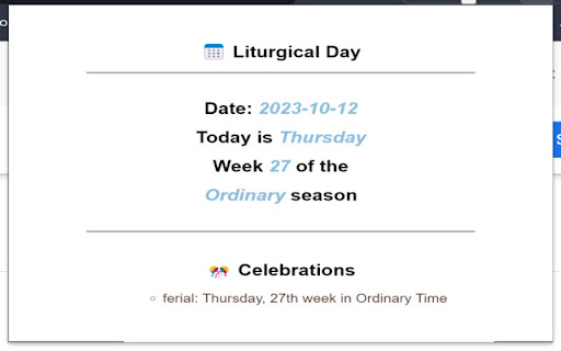 Liturgical Day New Tab  from Chrome web store to be run with OffiDocs Chromium online