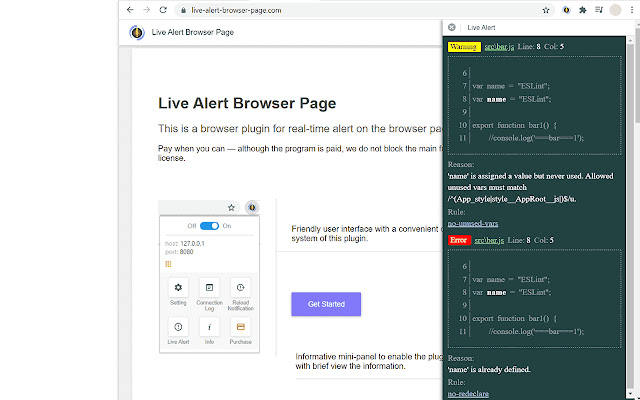 Live Alert Browser Page  from Chrome web store to be run with OffiDocs Chromium online