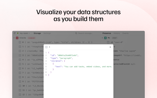 Liveblocks DevTools  from Chrome web store to be run with OffiDocs Chromium online