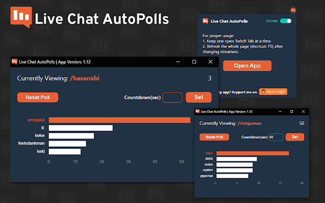 Live Chat AutoPolls  from Chrome web store to be run with OffiDocs Chromium online