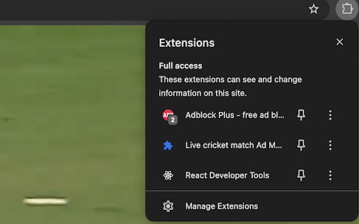 Live cricket match Ad Muter  from Chrome web store to be run with OffiDocs Chromium online