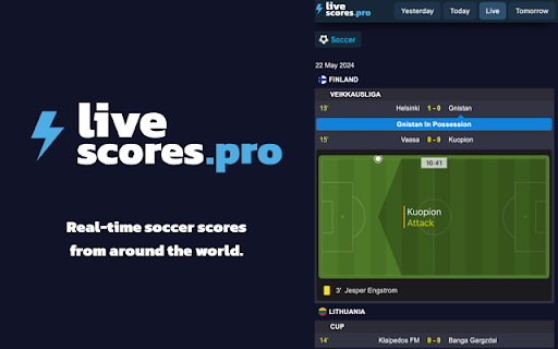 LiveScores.pro Live Scores  from Chrome web store to be run with OffiDocs Chromium online