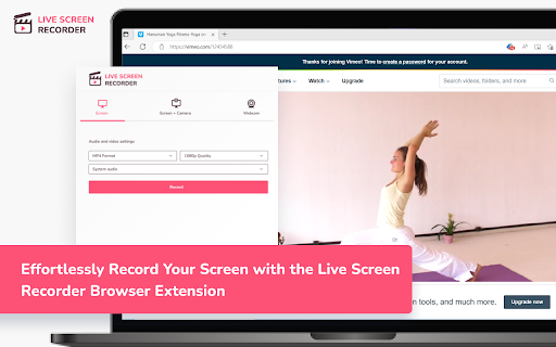 Live Screen Recorder  from Chrome web store to be run with OffiDocs Chromium online